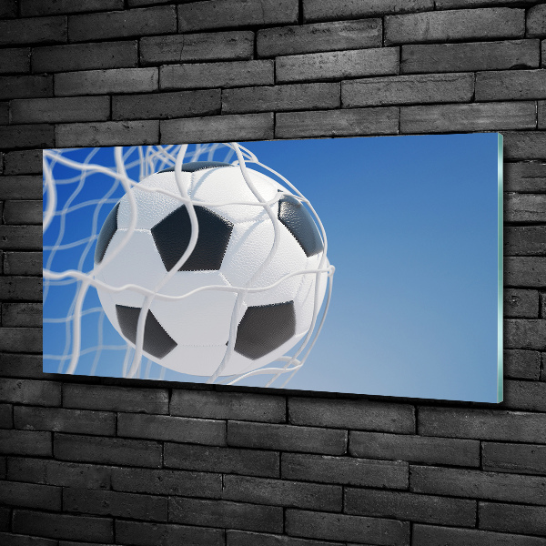 Glasbild Der Ball ist im Tor