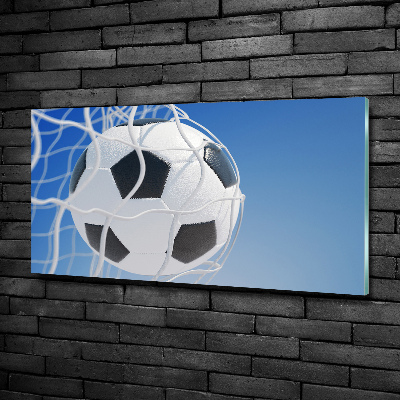 Glasbild Der Ball ist im Tor
