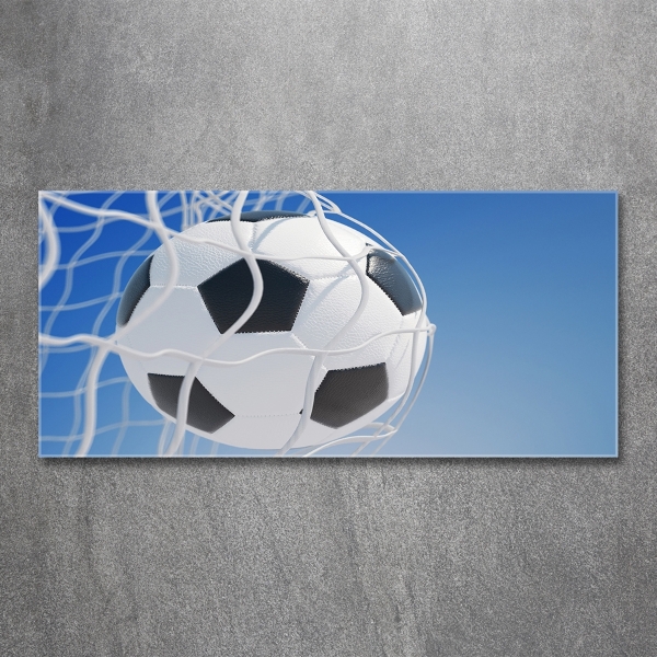 Glasbild Der Ball ist im Tor