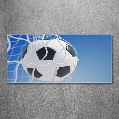 Glasbild Der Ball ist im Tor