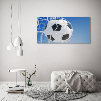 Glasbild Der Ball ist im Tor