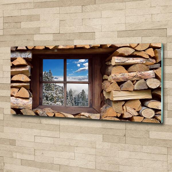 Glasbild Winter draußen vor dem Fenster