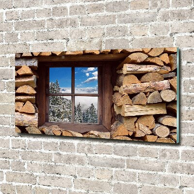 Glasbild Winter draußen vor dem Fenster