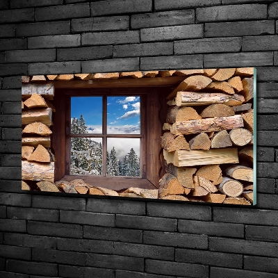 Glasbild Winter draußen vor dem Fenster