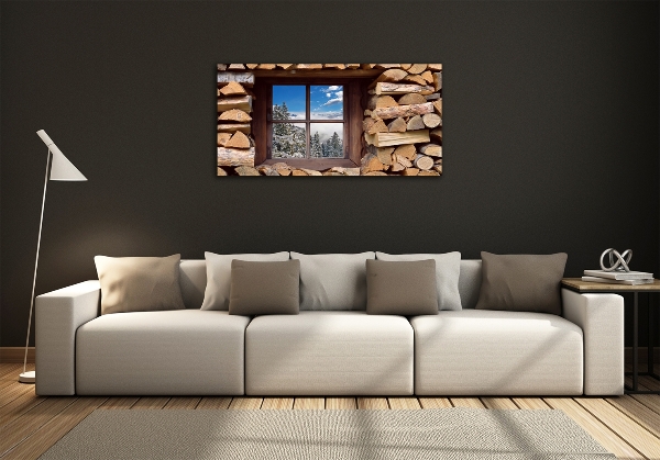 Glasbild Winter draußen vor dem Fenster