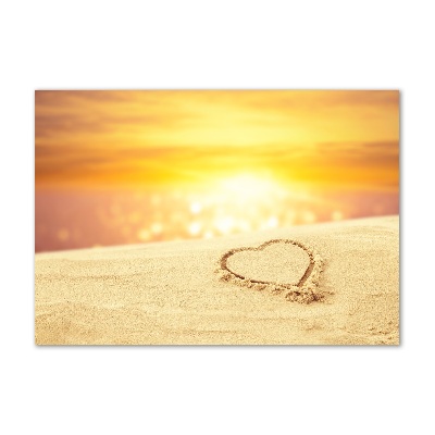 Foto glasbild Herz im Sand