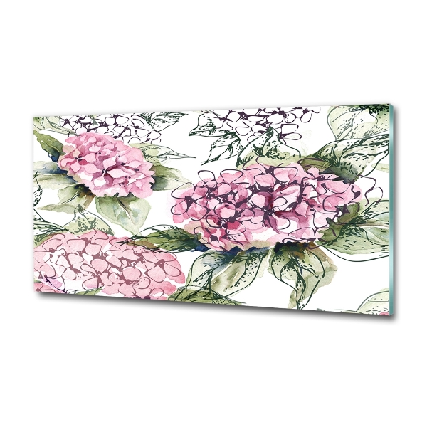 Foto glasbild Hortensie