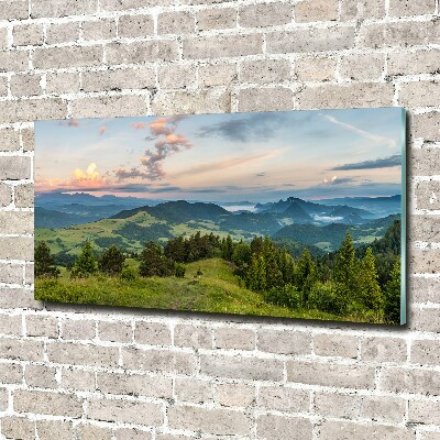 Foto glasbild Panorama der Pieniny-Berge