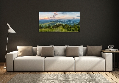 Foto glasbild Panorama der Pieniny-Berge