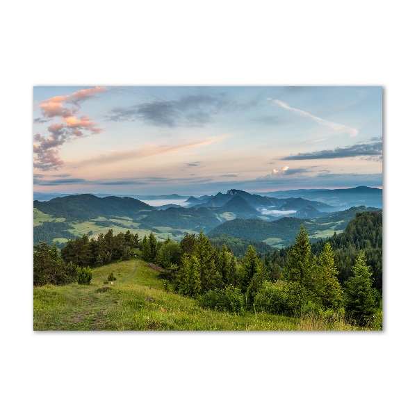 Foto glasbild Panorama der Pieniny-Berge