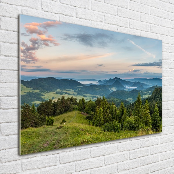 Foto glasbild Panorama der Pieniny-Berge