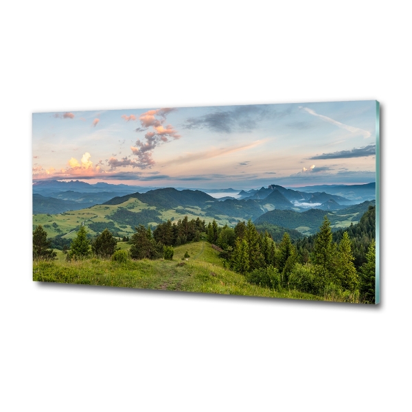 Foto glasbild Panorama der Pieniny-Berge