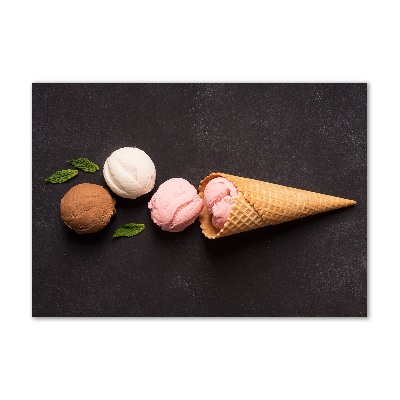 Glasbild Eiscreme in einer Waffeltüte