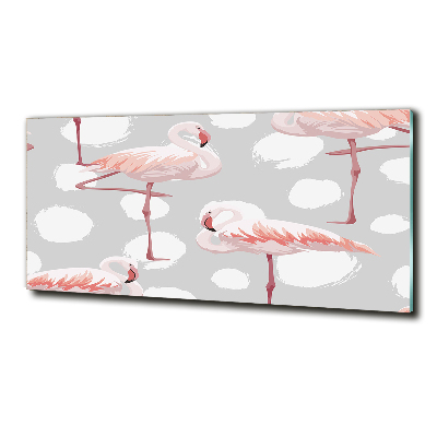 Glasbild Flamingos