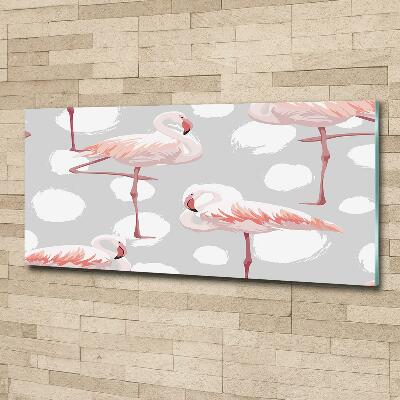 Glasbild Flamingos
