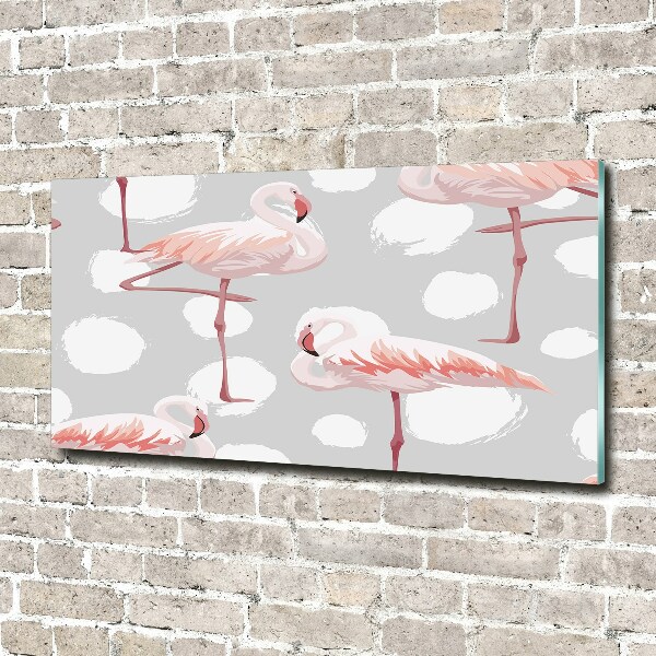 Glasbild Flamingos