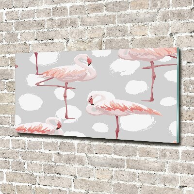 Glasbild Flamingos