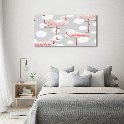 Glasbild Flamingos