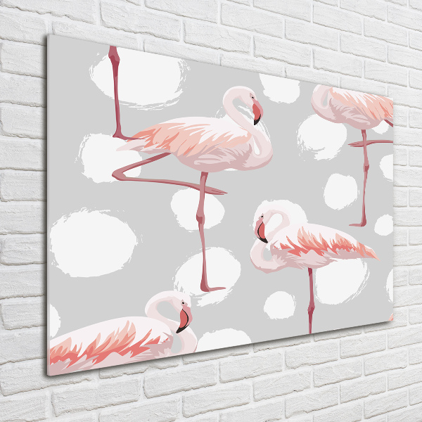 Glasbild Flamingos