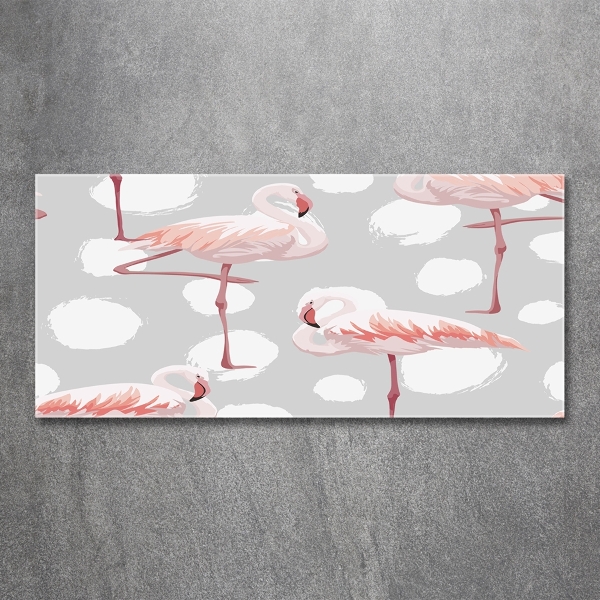 Glasbild Flamingos