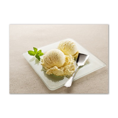 Glasbild Eiscreme auf einem Teller