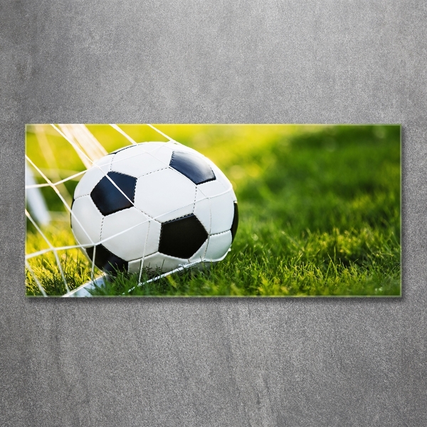 Glasbild Der Ball ist im Tor