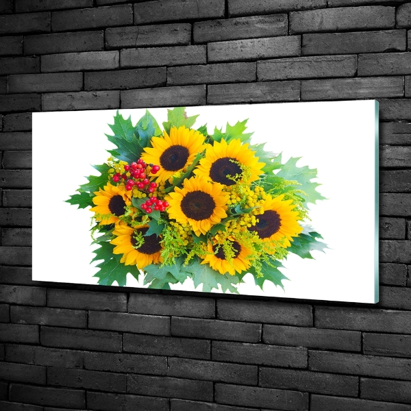 Foto glasbild Ein Strauß Sonnenblumen