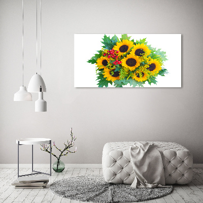 Foto glasbild Ein Strauß Sonnenblumen