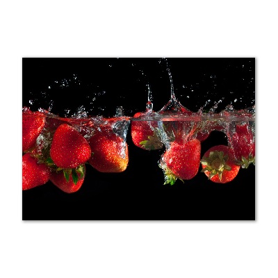 Glasbild Erdbeeren unter Wasser