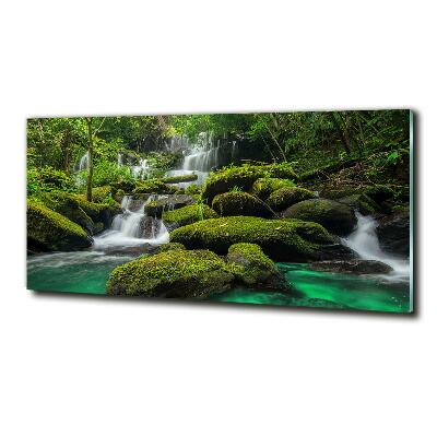 Foto glasbild Wasserfall im Wald