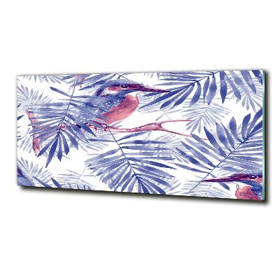 Glasbild Pflanzen und Vögel