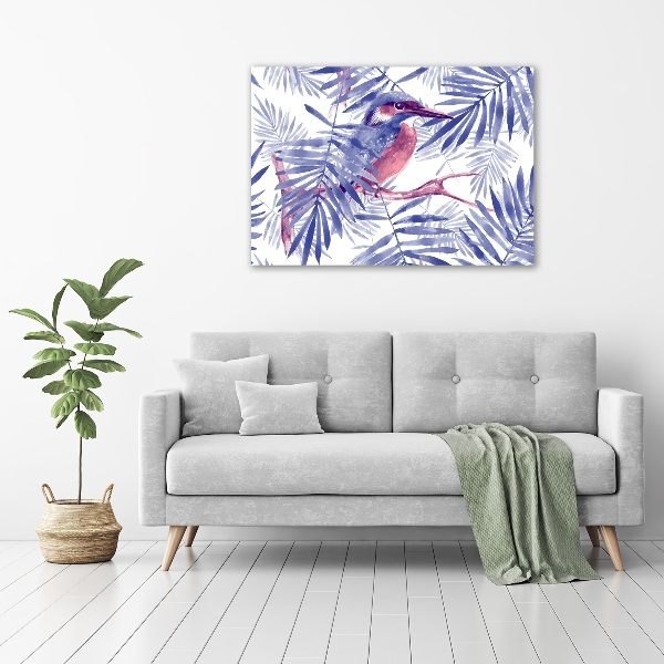 Glasbild Pflanzen und Vögel