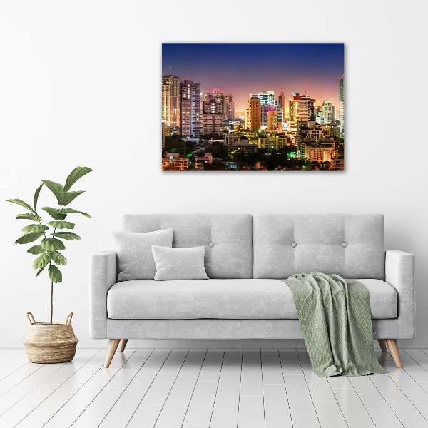 Glasbild Bangkok bei Nacht