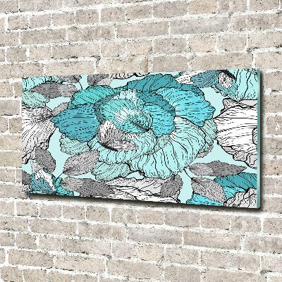 Glasbild Blumenmuster