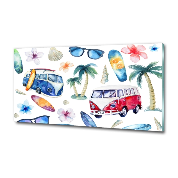 Glasbild Surfsymbole