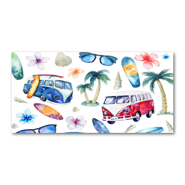 Glasbild Surfsymbole