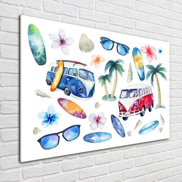 Glasbild Surfsymbole