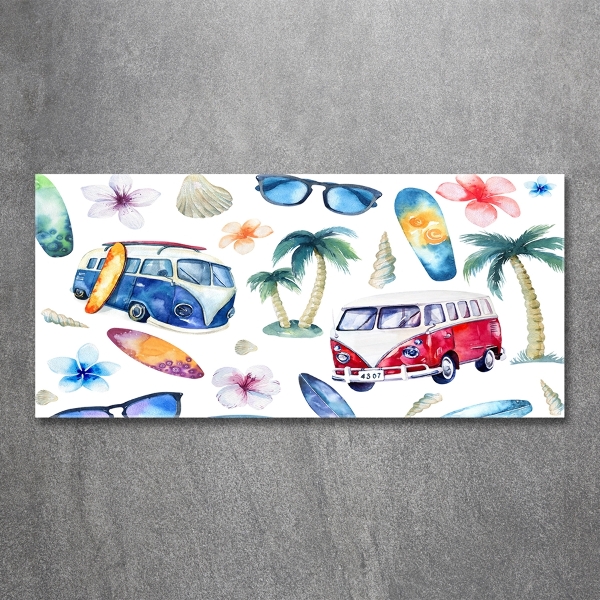 Glasbild Surfsymbole