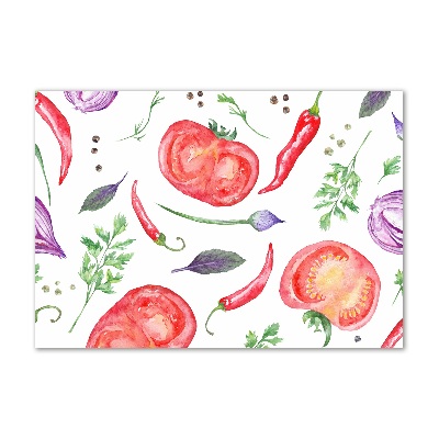 Foto glasbild Tomaten und Gewürze