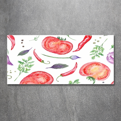 Foto glasbild Tomaten und Gewürze