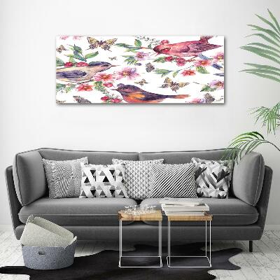 Bild auf glas Vögel, Schmetterlinge, Kirschen