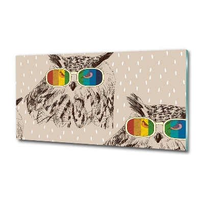 Glasbild Eulen mit Brille