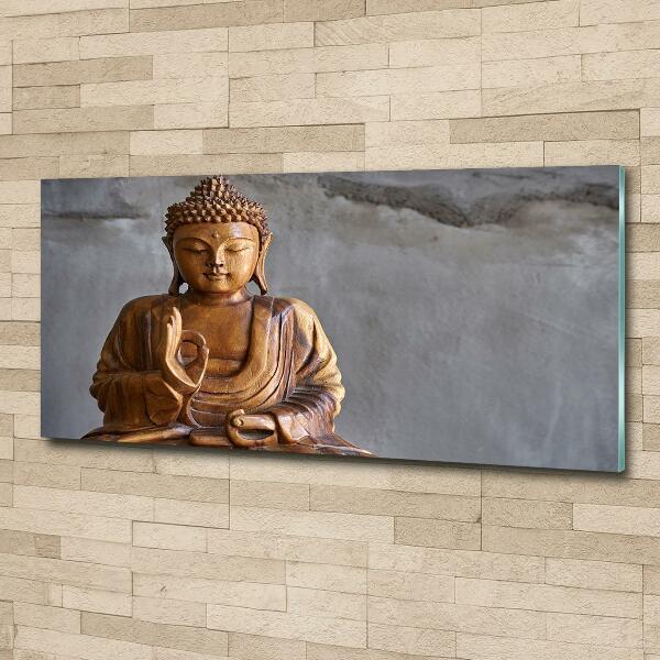 Glasbild Buddha aus Holz