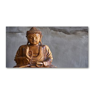 Glasbild Buddha aus Holz