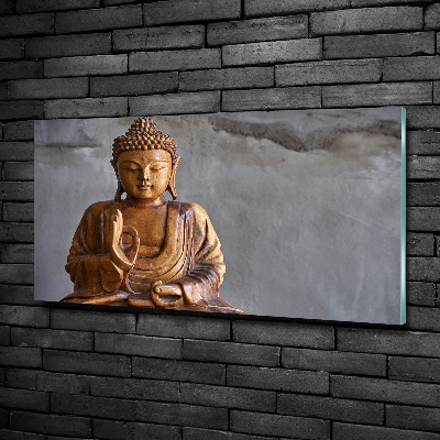 Glasbild Buddha aus Holz