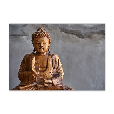 Glasbild Buddha aus Holz
