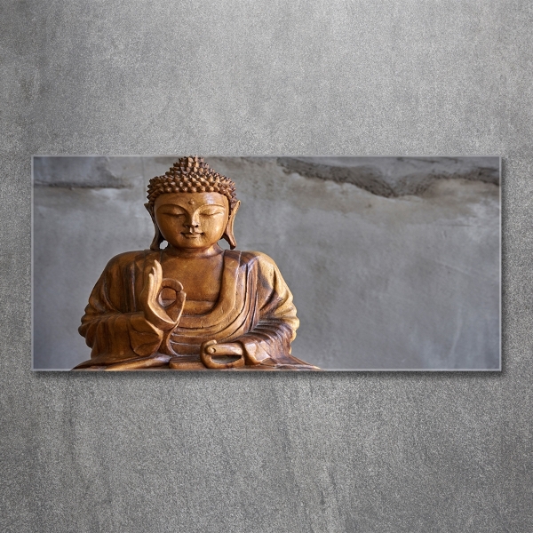 Glasbild Buddha aus Holz