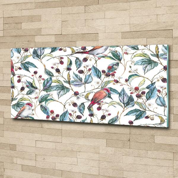 Bild auf glas Brombeeren und Vögel