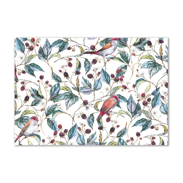 Bild auf glas Brombeeren und Vögel