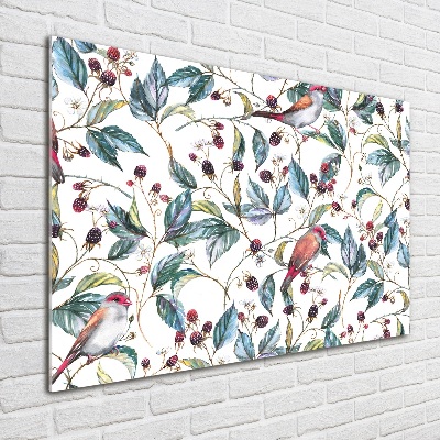 Bild auf glas Brombeeren und Vögel